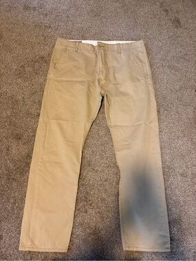 Men's Tan Chino Pants - Straight Fit Cotton Blend